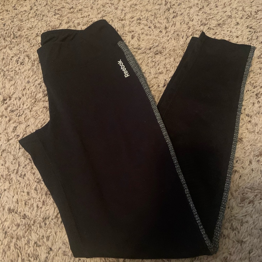 Reebok Black Leggings with Speckled Stripe. Size M